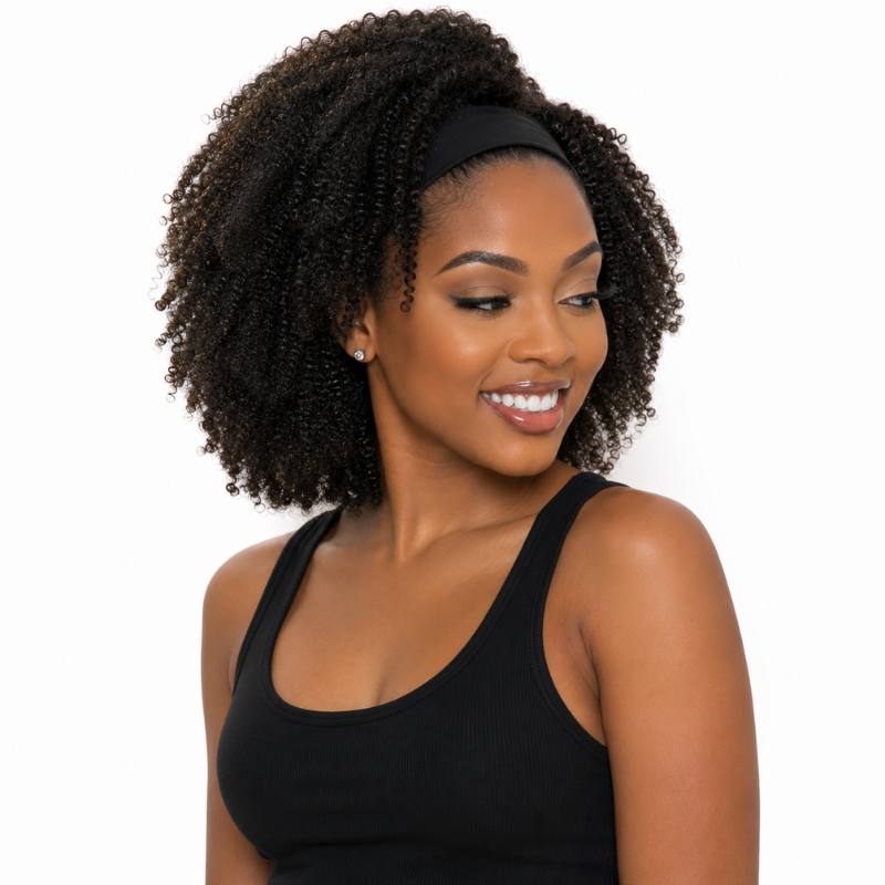 Afro Kinky Curly Headband Wig - hover