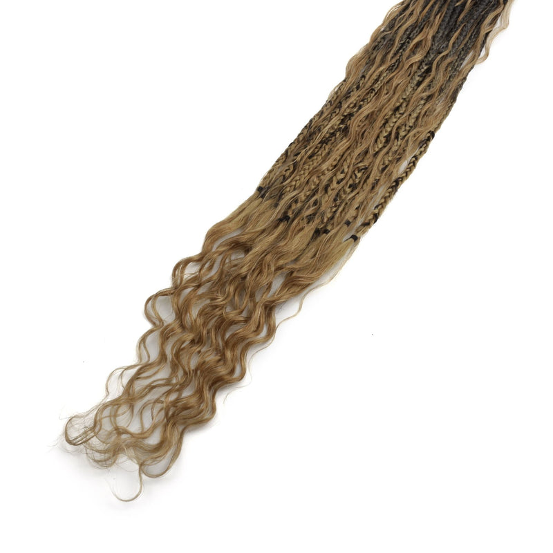 Honey Blonde Ombre Deep Wave Boho Braids with Human Hair Blend - hover