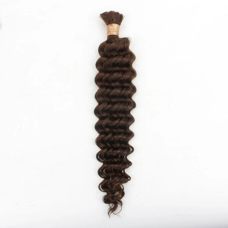Medium Brown Deep Wave Bulk Human Hair Extensions - hover