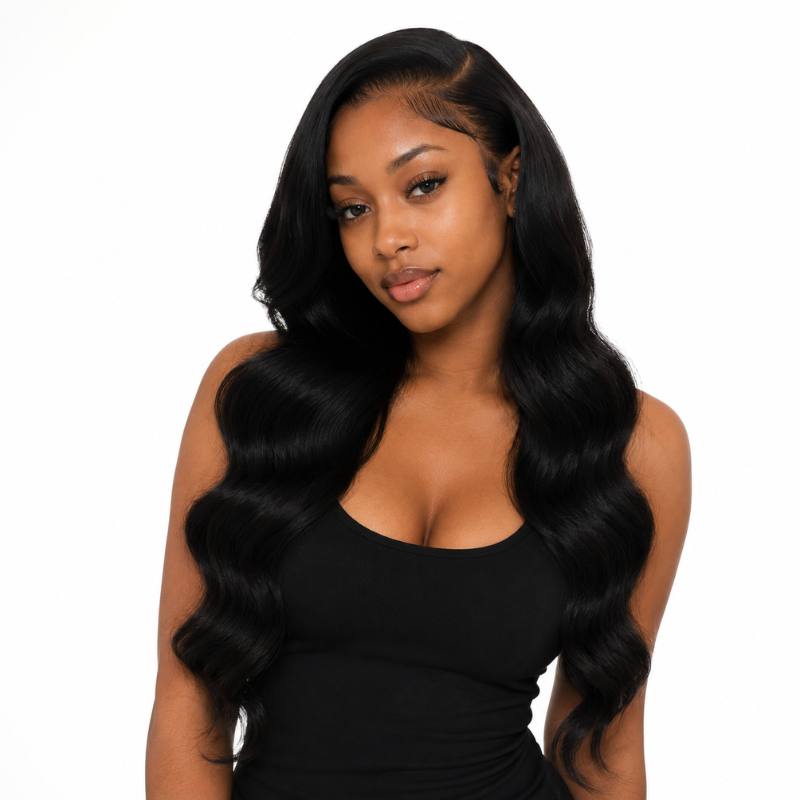 Jet Black Body Wave Human Hair Bundles