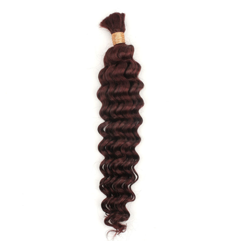 Burgundy Deep Wave Bulk Human Hair Extensions - hover