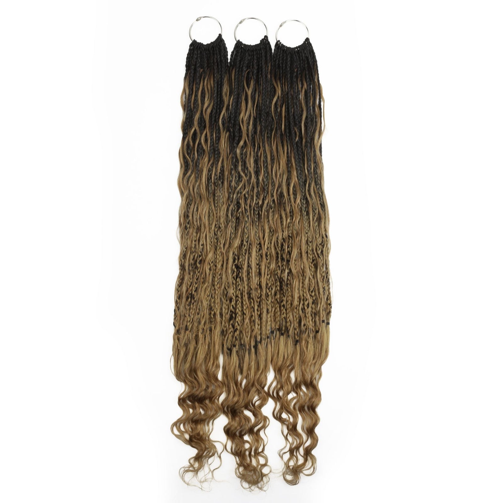 Honey Blonde Ombre Deep Wave Boho Braids with Human Hair Blend