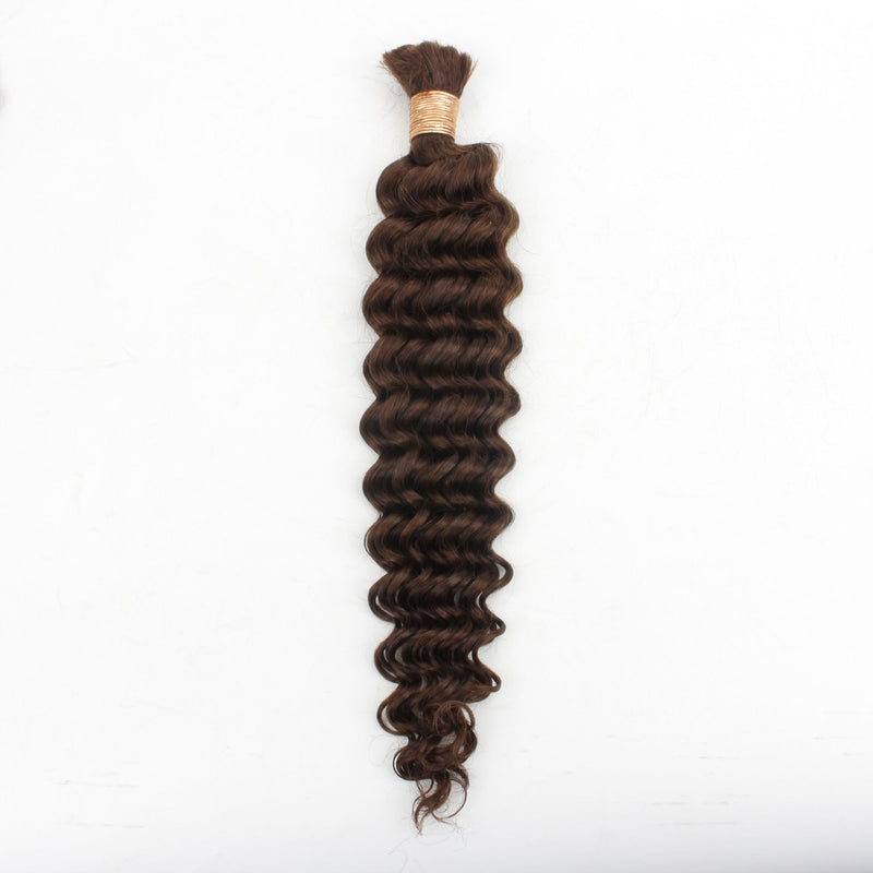 Medium Brown Deep Wave Bulk Human Hair Extensions - hover